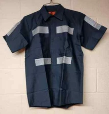 Red Kap Hi Vis Reflective Work Shirt Short Sleeve Dark Gray / Black NEW