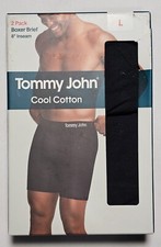 Tommy John Cool Cotton 8-Inch Boxer Brief - Large - Black / Black - 2 Pack