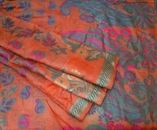 BVH WEARABLE PURE SILK Vintage Sari Saree 5yds 22FEB11608 X13 E595 Orange ABCKB
