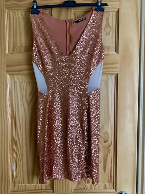 TFNC Sequin Dress With Mesh Panels Size S UK