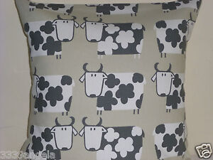 16" CUSHION COVER COUNTRY COTTAGE FARM COWS SHABBY SCANDI OLIVE PISTACHIO GREEN