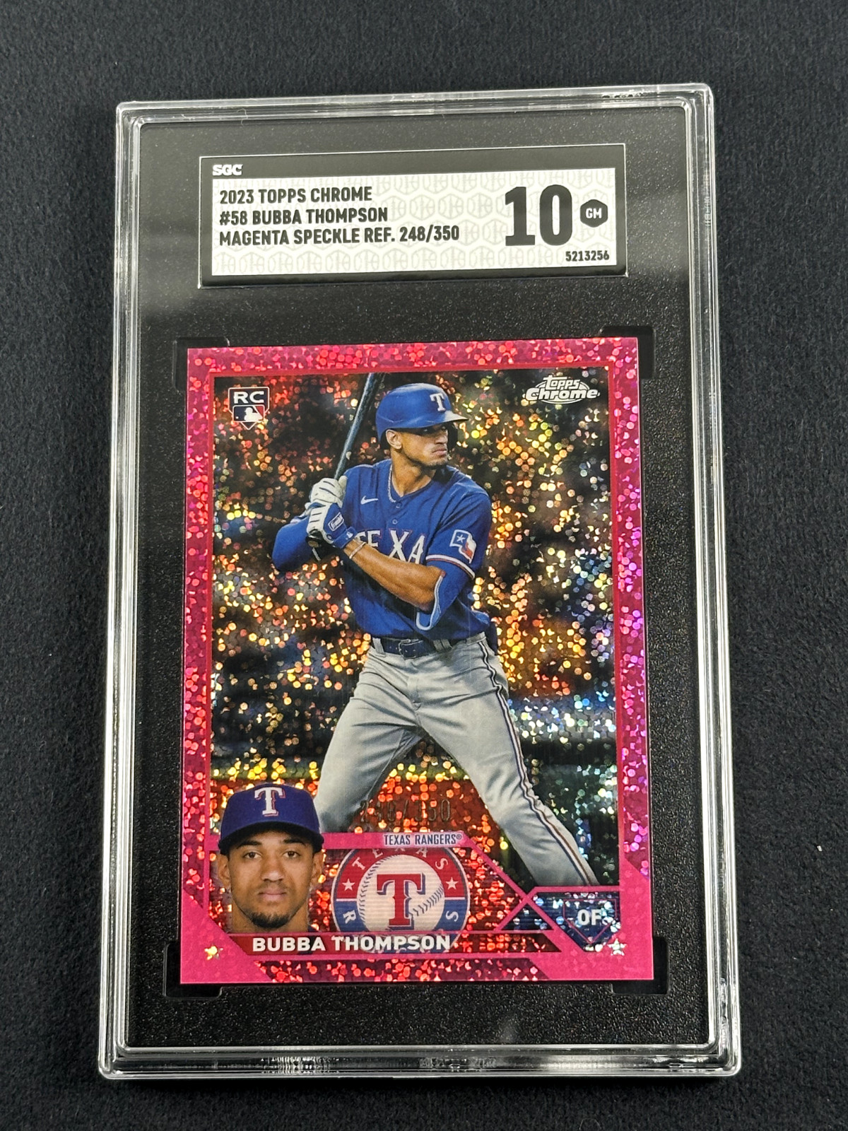 2023 Topps Chrome BUBBA THOMPSON Magenta Speckle RC /350 #58 SGC-10 Rangers