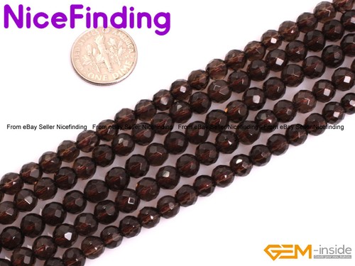 AAA Natural Faceted Brown Smoky Quartz Loose Stone Beads For Jewelry Making 15" - Picture 34 of 47