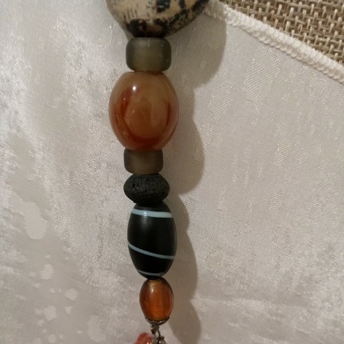 VINTAGE Tibetan Artisan Necklace Stone/ Pendant Ancient Agates/ Beads/bone - Picture 5 of 8