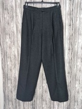 Women's Vintage Dark Gray Pleated Front 100 Wool Pants Size 12 31in waist