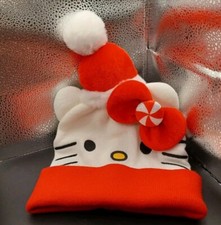 Hello Kitty Holiday Christmas Beanie Stocking Cap Hat Adults Red White NEW