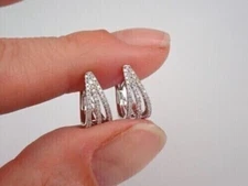 Round Cut Simulated Diamond Women's Huggie Hoop Earring In 14k White Gold Plated