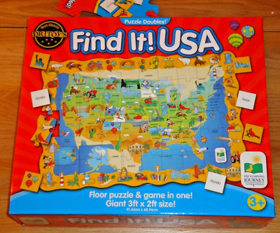 FIND IT! USA Giant Floor Puzzle & Game in One! NEW 3' x 2' map