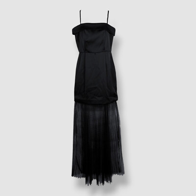 Taylor Womens Black Satin Corset Sweetheart Bubble-Hem Gown Dress Size 4