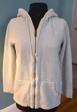 FAT FACE Womens Zip Hoodie Sweater UK 6 USA 2 Ivory Grey Cotton - See Measuremnt