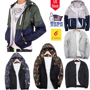 Men-039-s-Waterproof-Windbreaker-ZIPPER-Jacket-Hoodie-Outwear-Gym-Light-Sports-Coat