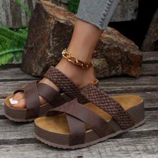Women cork flat sandals,non-slip platform flats,platform slipper,outdoor slipper