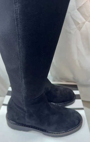 John Lewis Suede Boots Womens UK 5 / 38 Tilda 2 Black Riding Over The Knee Zip - Picture 12 of 22