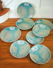 NEW 8-PC Tommy Bahama Coral Ocean Pattern Melamine Plate Set Dinner Salad 4-Each
