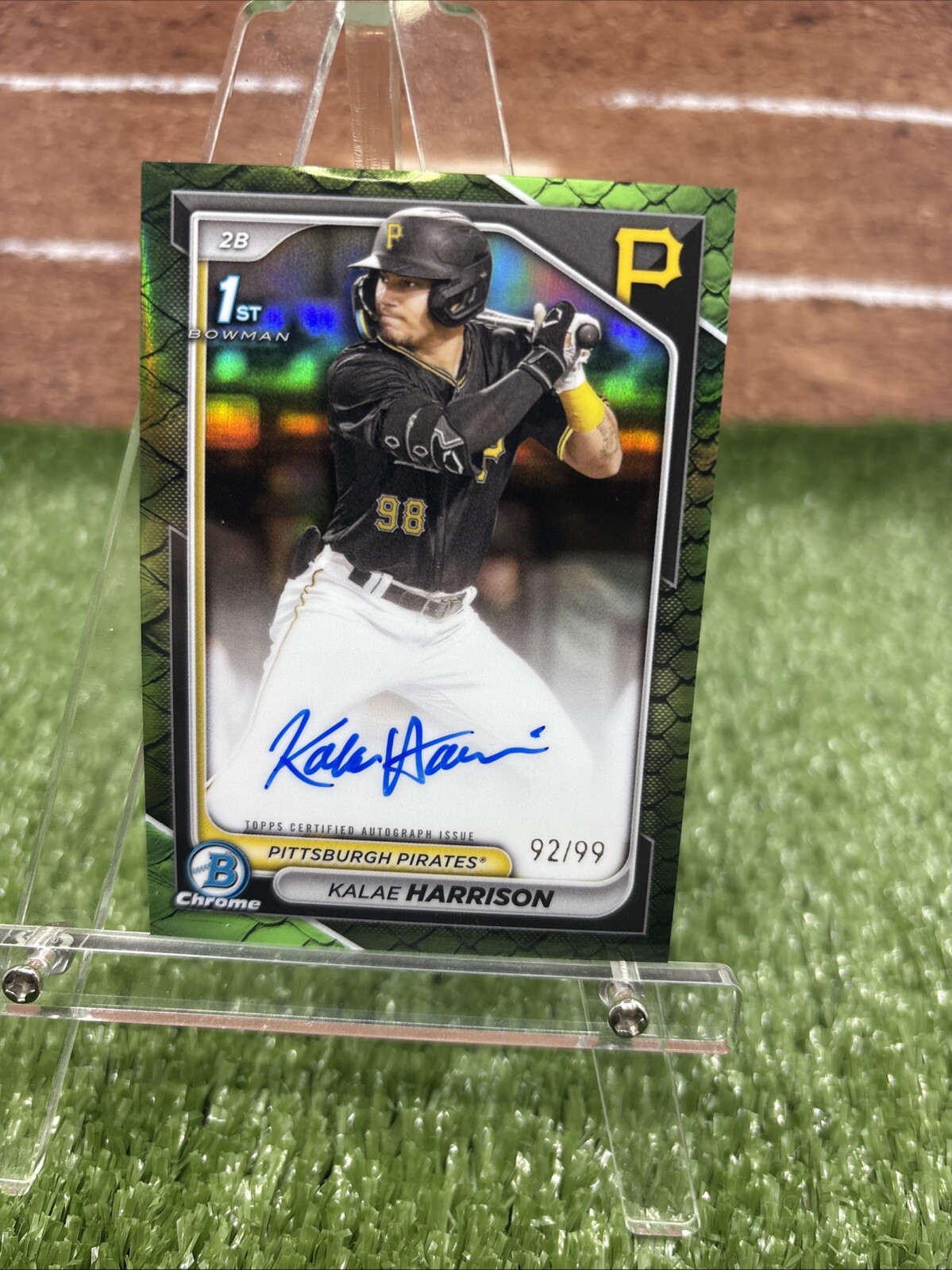 2024 BOWMAN CHROME KALAE HARRISON 1ST GREEN LAVE REFRACTOR AUTO /99