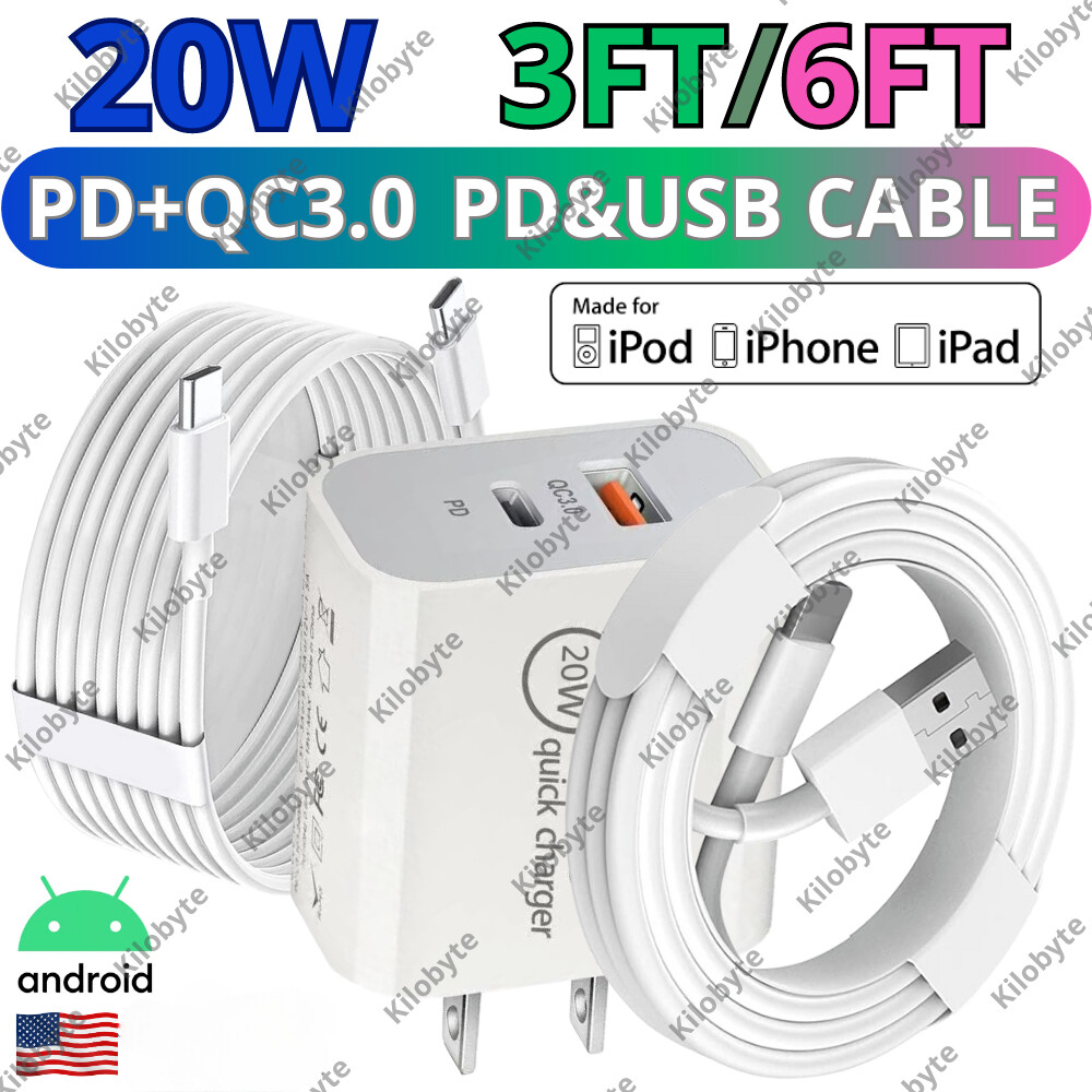 USB-C Cable/USB Cord Fast Charger Adapter For iPhone Google Samsung Macbook Lot-image