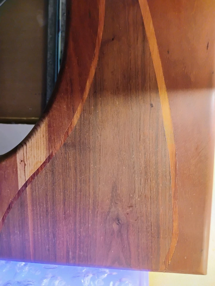 Solid Teak Wood Handmade Art Mirror 25" X 19" Heavy OOAK  - Image 2 of 4