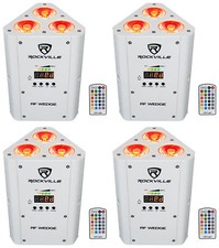 4 Rockville RF WEDGE WHITE RGBWA UV Battery Wireless DMX DJ Up Lights RF Remotes