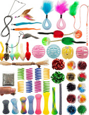 Cat Toys 50 Pcs for Indoor Cats,Interactive Door Hanging Mice Feather Toy Cat Sp