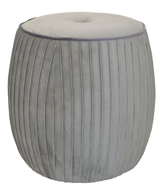 Pouf Sitzpouf Sitzhocker FußHocker Samthocker Polsterhocker Hocker In Grau-image