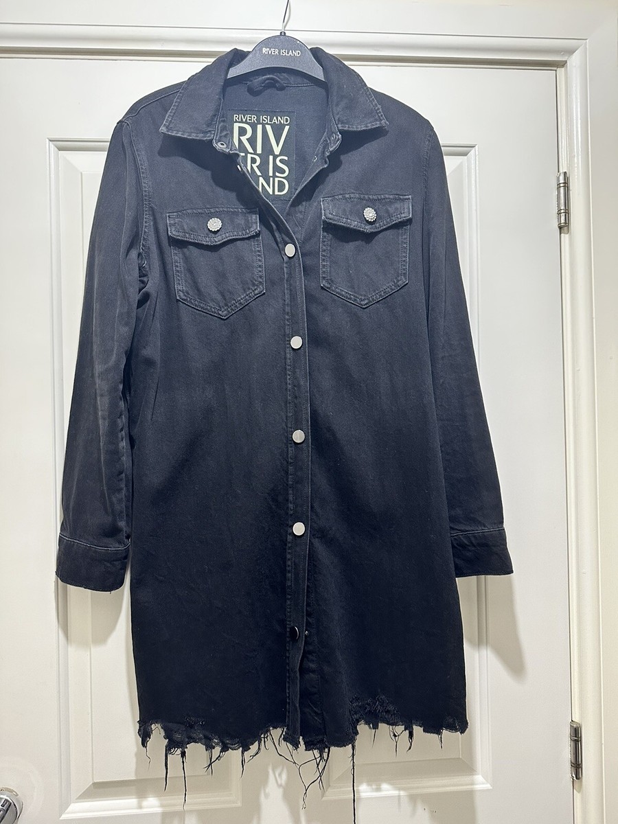 River Island Black Denim Shirt Dress Size 8 | eBay UK