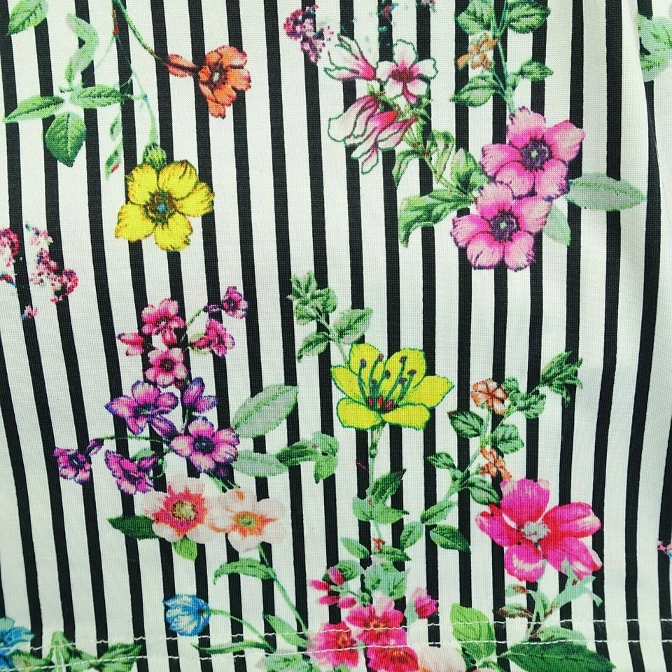 Vestido sin mangas Nina Leonard para mujer 1X blanco a rayas rosa floral con cordón en la cintura Foto 2 de 4