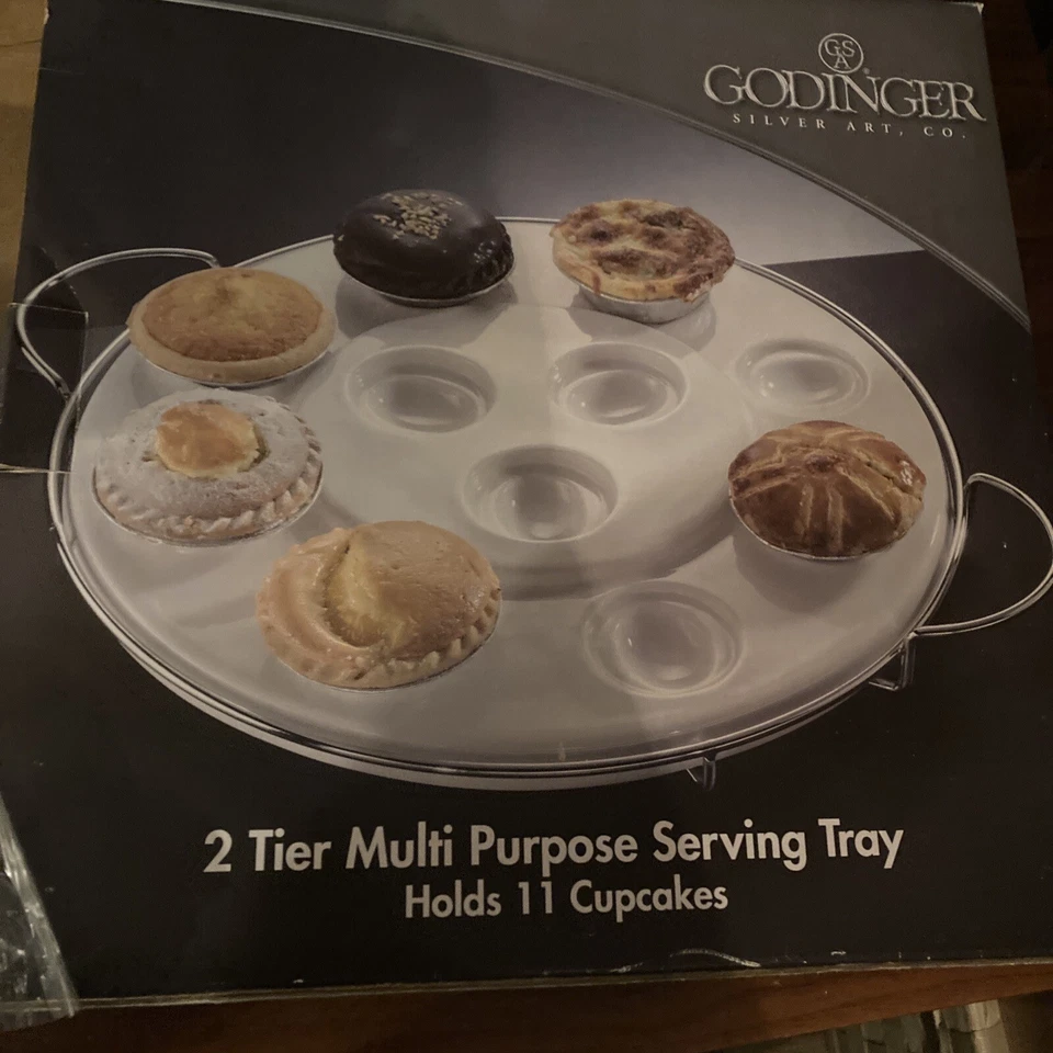 Godinger 2 Niveles Multiusos 11/Huevos Cupcakes Cromo Soporte Porcelana Bandeja para Servir Foto 3 de 4