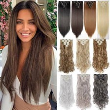 8 Pieces Clip In Hair Extensions Full Head Hairpiece Synthetic Long Straight US