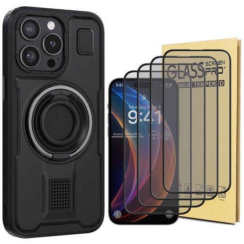 Funda protectora de pantalla con anillo y soporte a prueba de golpes para iPhone 14/Pro/Pro Max - Imagen 16 de 33