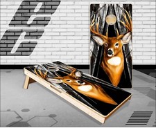 Deer Buck Head Camo Spikes Cornhole Boards Bean Bag Toss Game