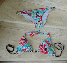 80's Style 2-PIECE BIKINI SET TOP  BOTTOM SWIMSUIT SWIMWEAR RING HARDWARE