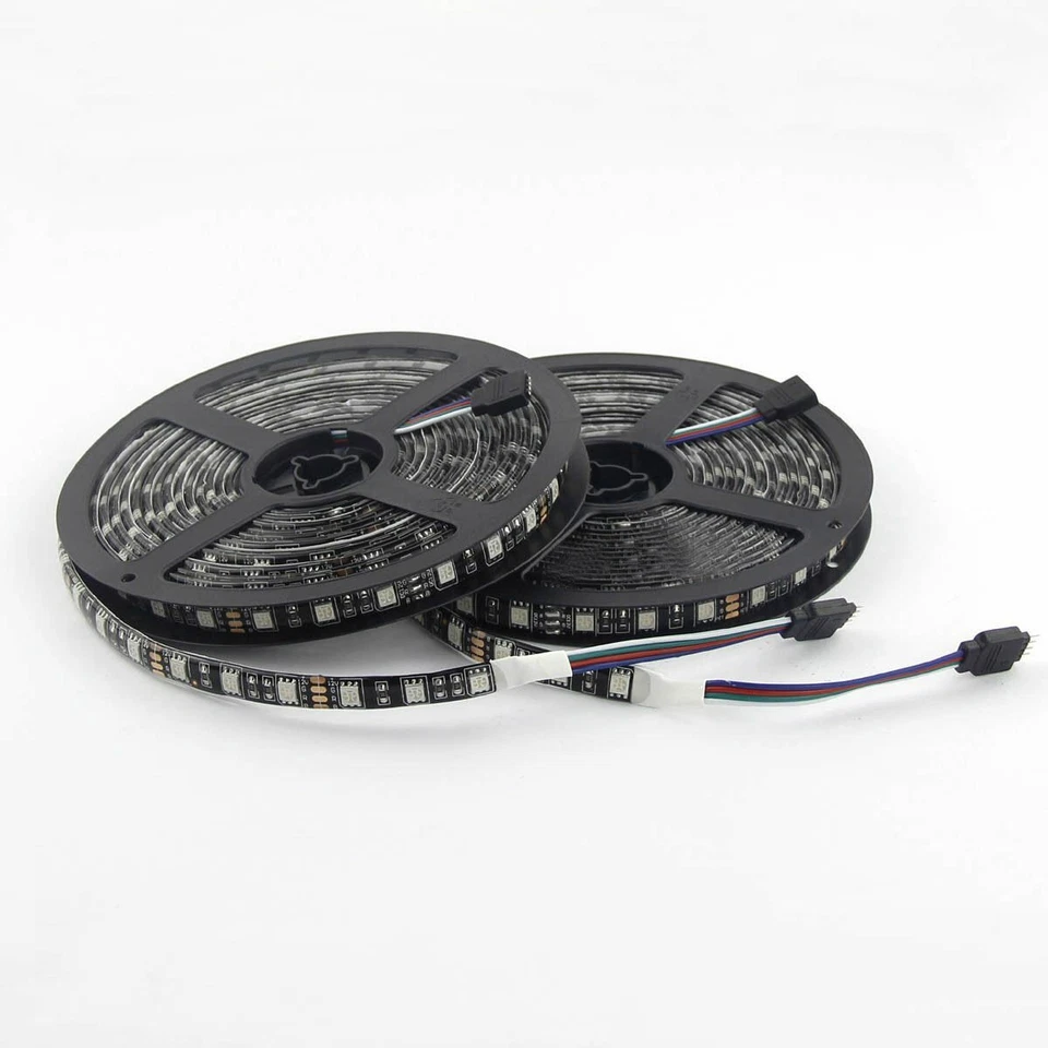 1M 5M 10M 20M LED Strip Light 5050 RGB 60LEDs/M Flexible Lamp ip65 PCB Black 12V - Image 4 of 4