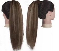 Extensión cola de caballo sintética Feshfen 16 pulgadas para niñas marrón/rubio mixto sellado