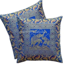 Indian Bohemian Brocade Throw Pillow Covers 40x40 cm Elephant Set Of 2 Cushion