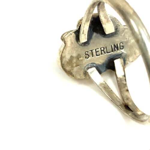 Anello Vintage Firmato Argento Sterling Nativi Americani Abalone Conchiglia Fiore 6 3/4 - Foto 5 di 8