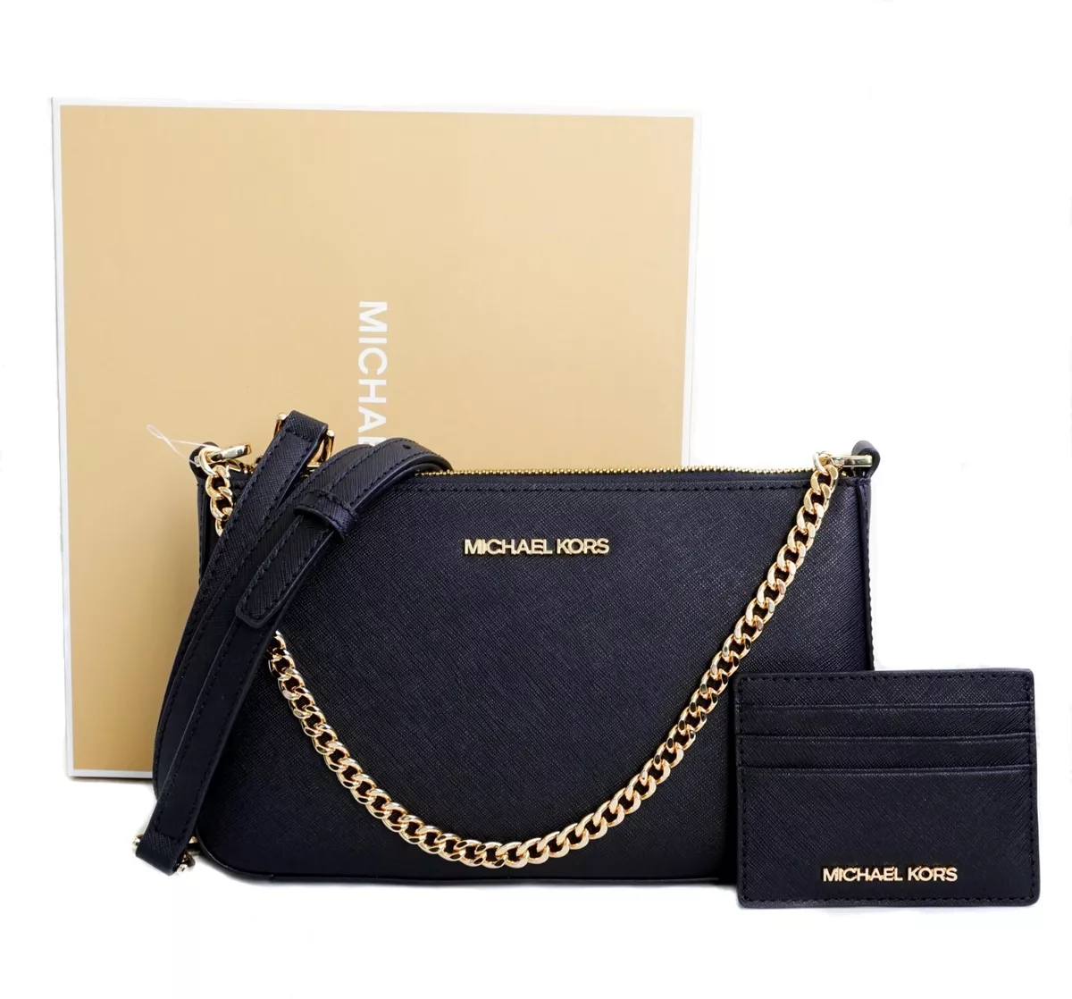 Michael Kors Borsa Tracolla Jet Set Travel Md Catena Porta Carte pelle Nuovo