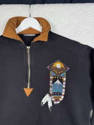 VTG 90's Southwestern Native American 1/4 Pullover Sweatshirt - Men's Medium
