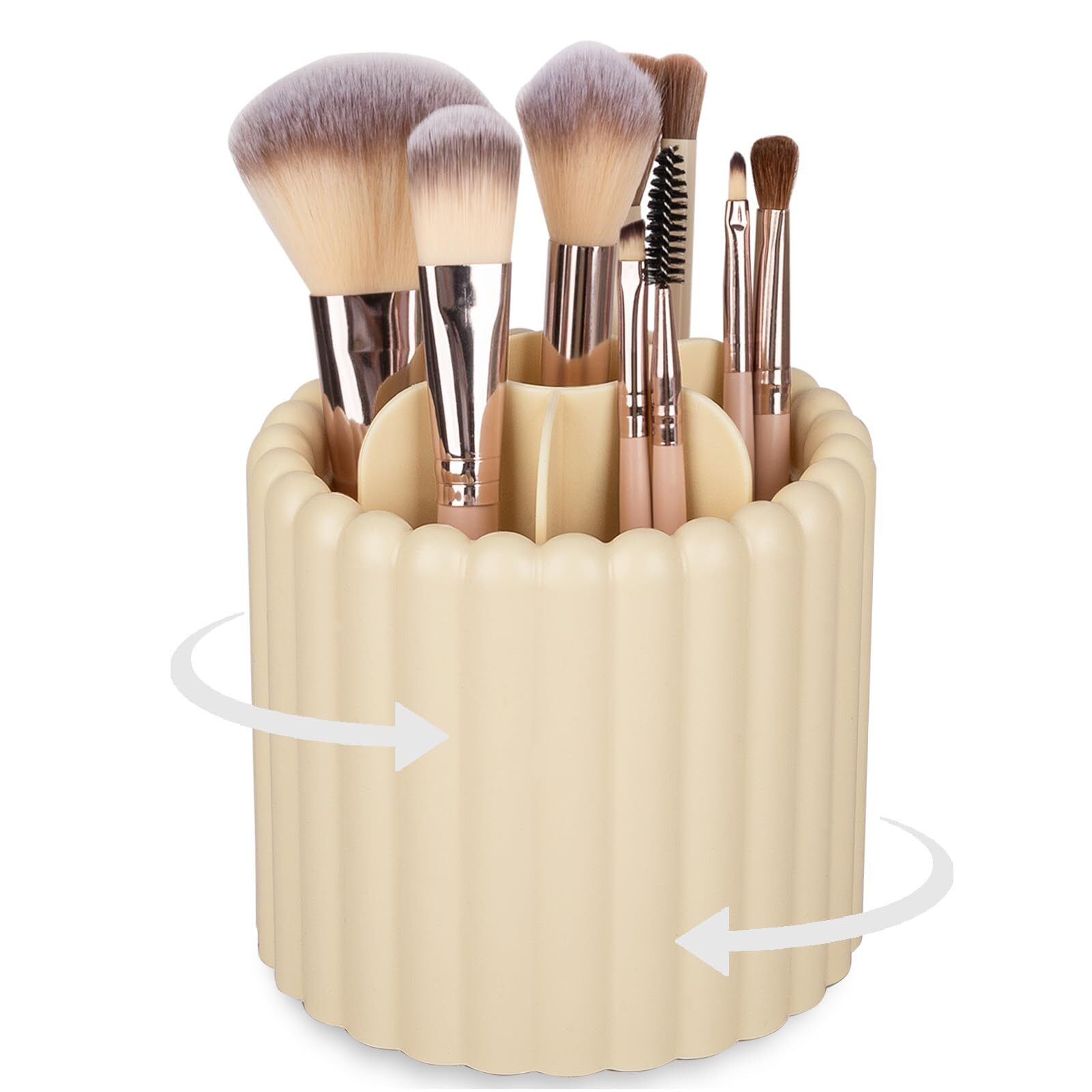 Anyoifax 360 Rotating Makeup Brush Holder with 7 Slots Organizer Removable Base