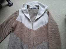 Marks & Spencer's, Long Wool Coat With Hood.camel Colour,large.16.33 Lenght X 46