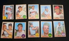1968 Topps Baseball (10) Card Lot No Duplicates Crease Free