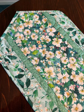 Handcrafted-Quilted Table Runner-Spring is Coming NEW 26/Turquoise/White Floral