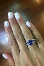 Natural 3.00Ct Blue Tanzanite & Diamonds, 14K...