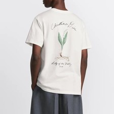 T-shirt Dior Giglio della Valle stampa grafica botanica cotone bianca taglia L