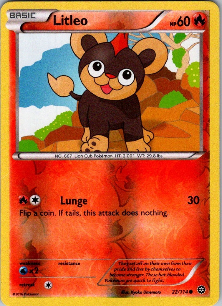 Litleo 22/114 Pokémon TCG Steam Siege Reverse Holo Common