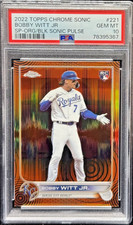 2022 Topps Chrome #221 Bobby Witt Jr. SP Orange Black Sonic Pulse /25 PSA 10