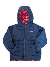 Patagonia Reversible Down Sweater Jacket Hoody Winter Navy Red Print 5T    Read