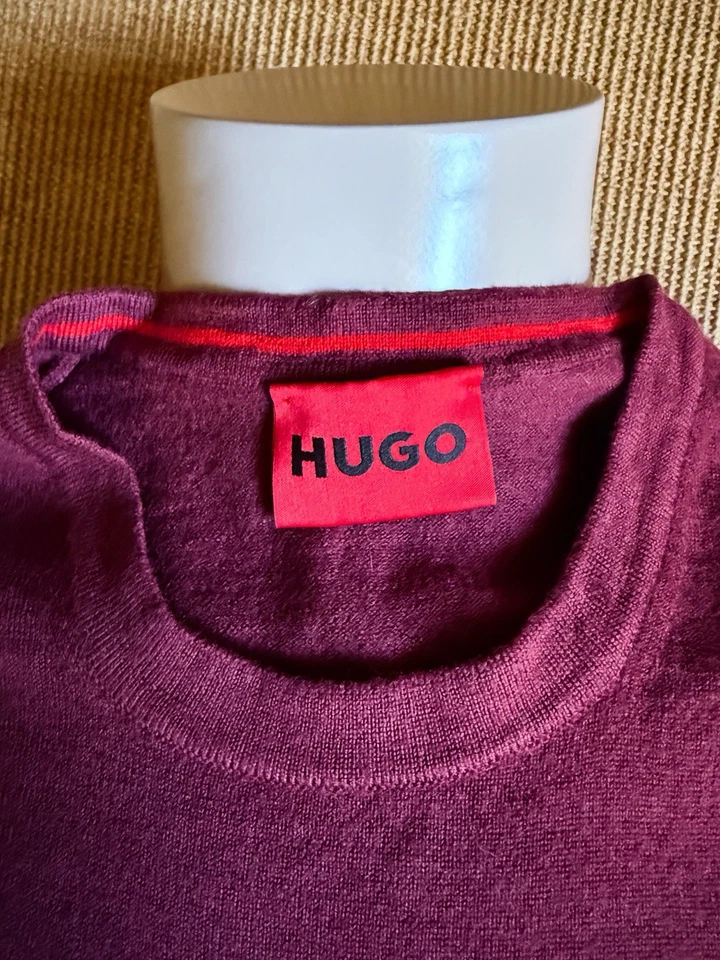Pull homme HUGO BOSS 100% laine – Taille L – Bordeaux – Coupe élégante - Photo 3/4