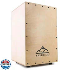 EastRock Full-Size Birch Wood Cajon Drum Box (12×11.7×18 in) with Internal Gu