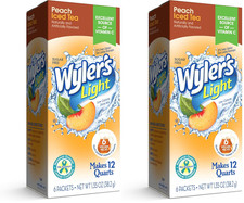 Wyler s Light Pitcher Packs Water Drink Mix, Peach Iced Tea, 6 Packets 2 Pack