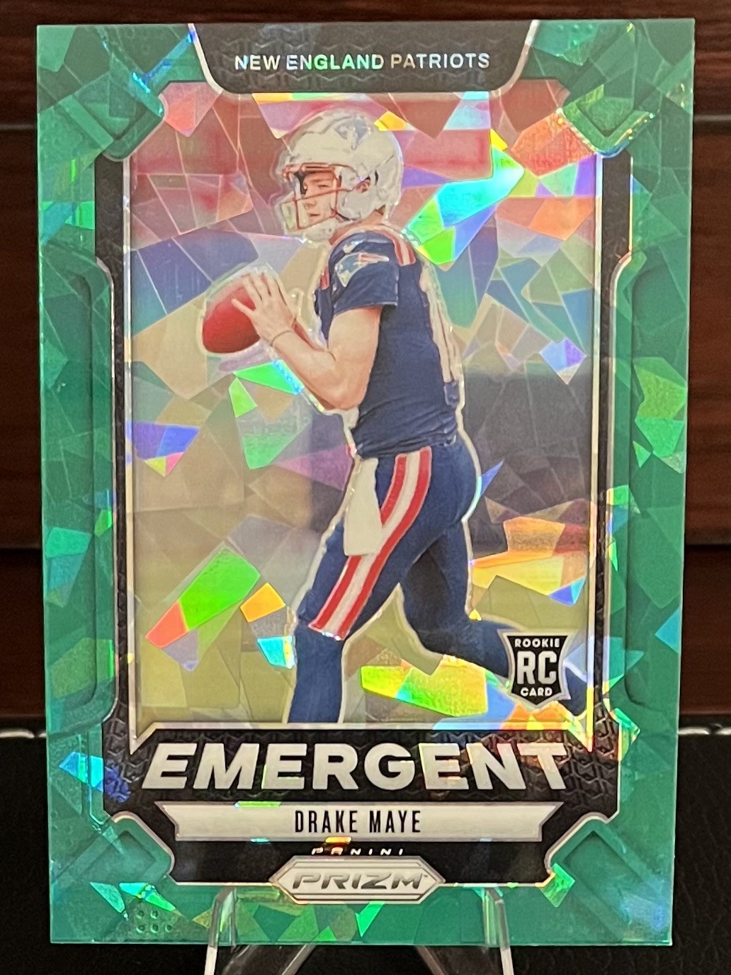 Drake Maye Green Ice Prizm #4 2024 Panini Prizm Emergent Patriots Rookie Card